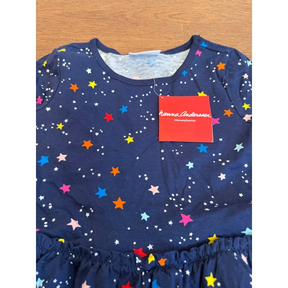 Hanna Andersson Star Dress 110 5 NWT Navy Long Sleeve Tiered Tulle Skirt